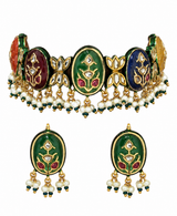 Navratna Multicolor Kundan Choker Earring Set