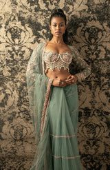Dusky Turquoise Saree