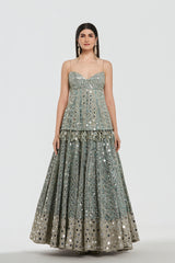 Mirror work , zari , dori thread