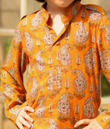 Yellow Printed Kurta with Salwar