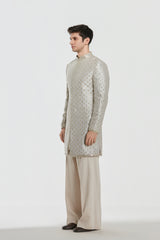 Sherwani - Tissue , kurta - Heavy chanderi , Pant - cotton twill