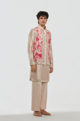 Kurta and Jacket - Heavy chanderi , Pant-Cotton twill