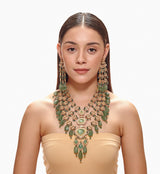 Carved Emerald and Kundan Necklace Set