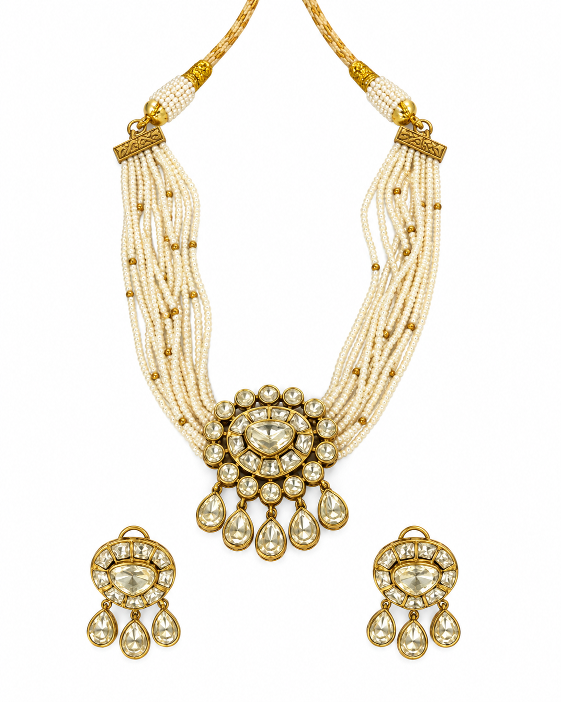 Pearl Moissanite Polki Choker Necklace Set
