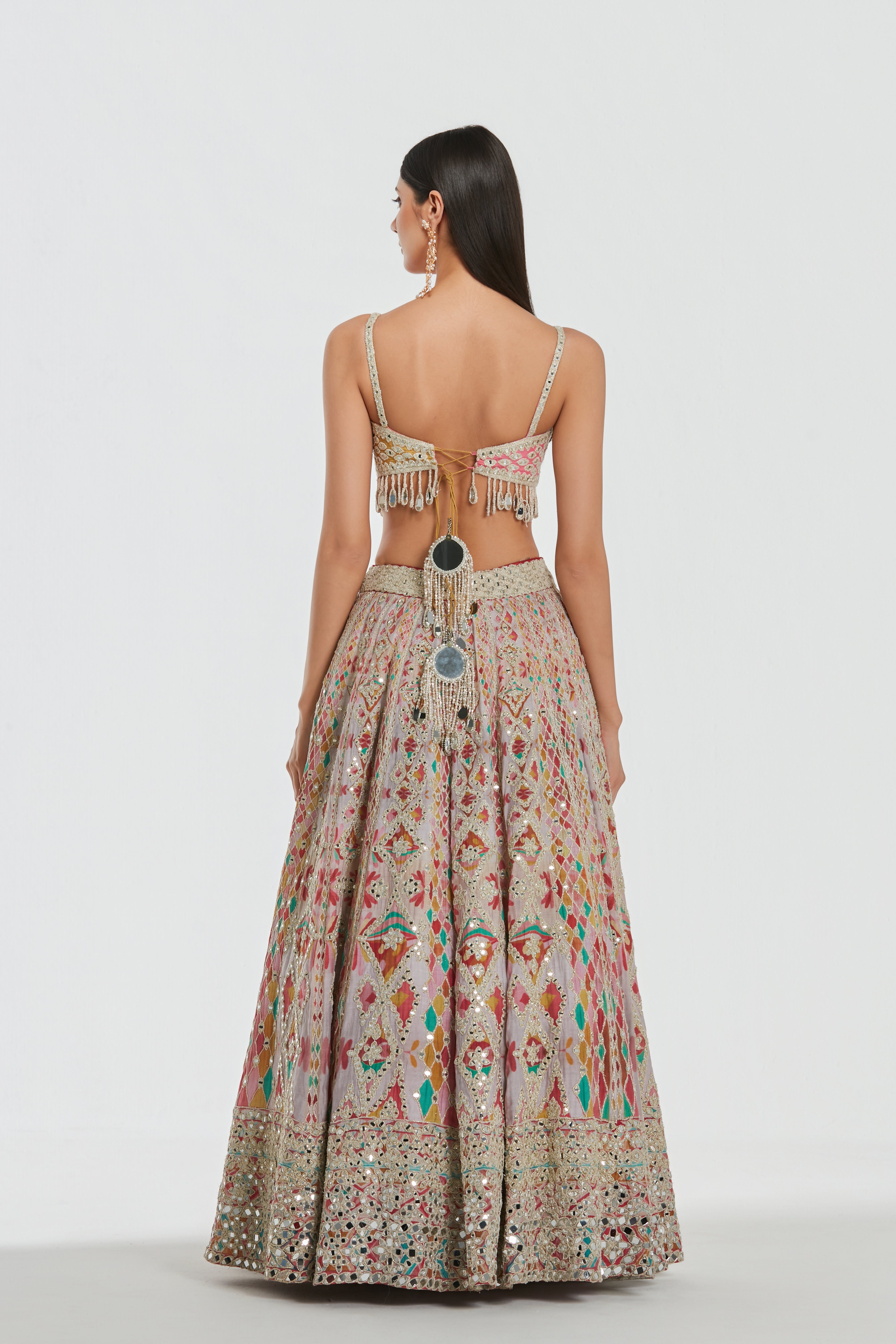 Mirror work , zari , dori thread