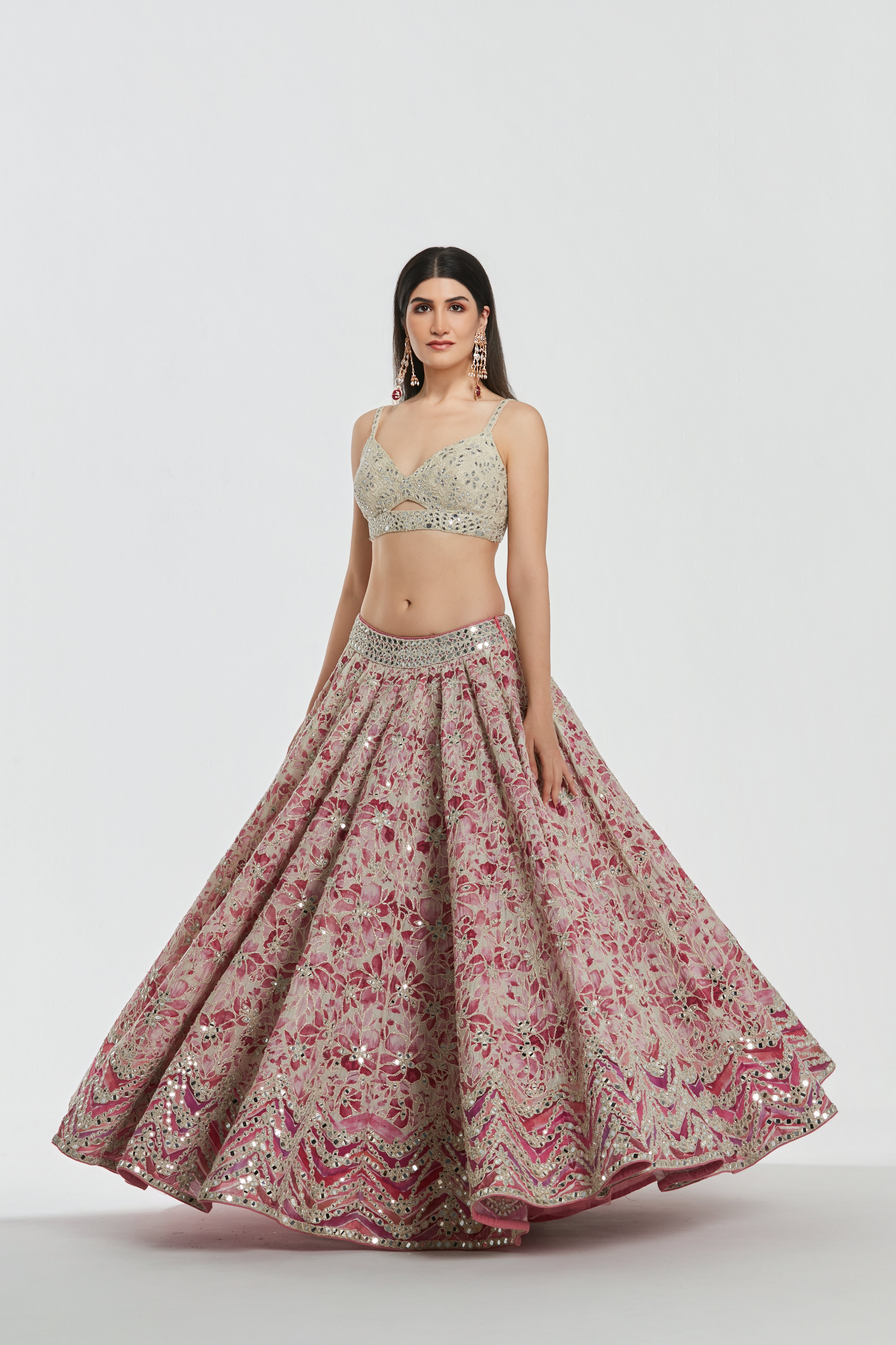 Mirror , zari , Sequins , Dori thread