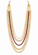 Red kundan and pearl layered necklace