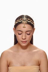 Kundan Flower Double Borla Mathapatti