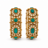Turquoise Kundan Pearl Statement Bangles 37