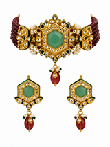 Kundan Hexagon Choker with Drop Earrings