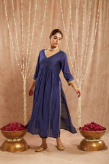 Blue Charm Chanderi Kurta with Narrow Pants