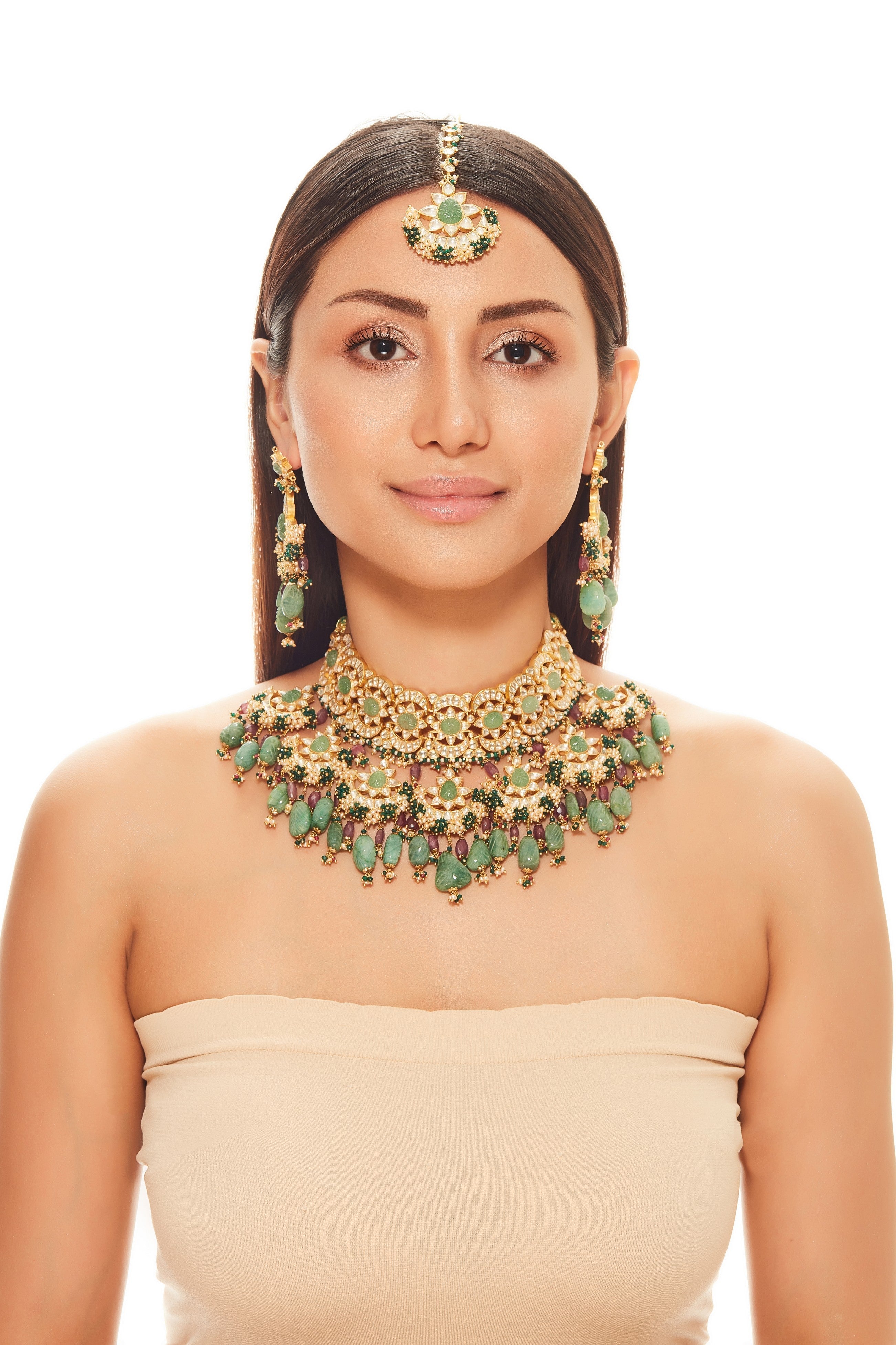 Carved Stone Kundan Necklace Set