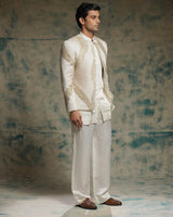 Ivory hand embroidered sequins short jacket set