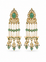 Sage Green Kundan Statement Earrings