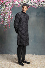 Black Indo Western Jacket Set With Kurta Set