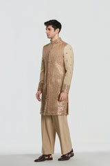 Sherwani and pant - Neo tech , Kurta - Heavy chanderi