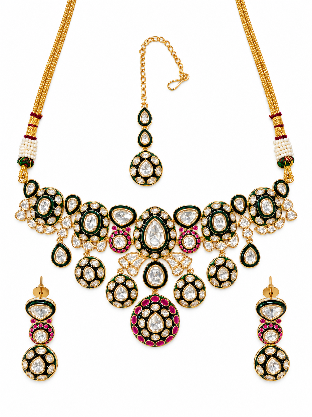 Ruby Moissanite Polki Choker Necklace Set