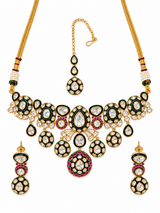 Ruby Moissanite Polki Choker Necklace Set
