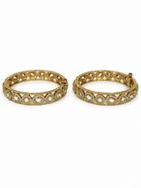 Round Motif Moissanite Polki Bangles
