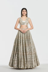 Mirror work , zari , gota