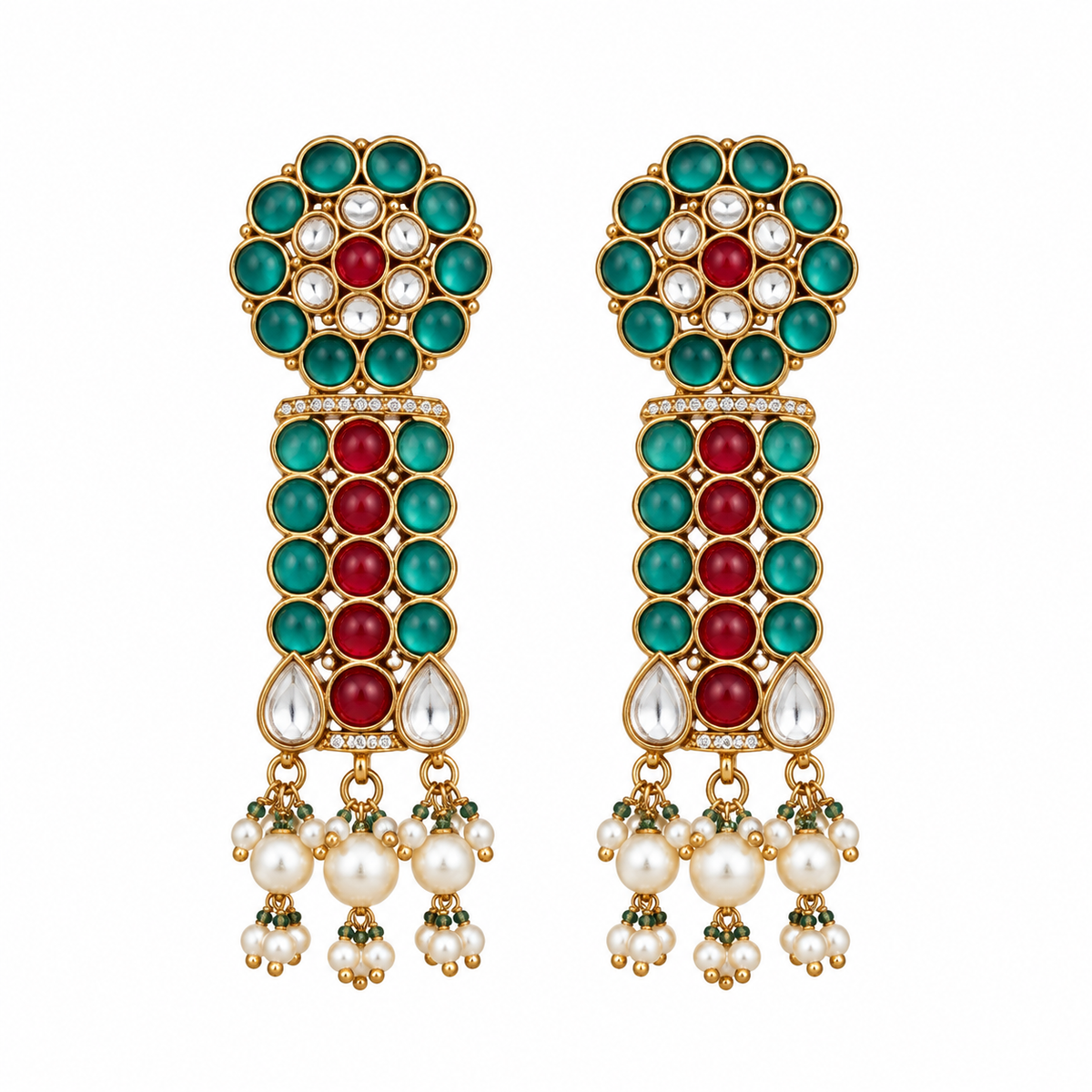 Multicolour Stone Gold-Tone Drop Earrings 47