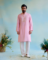 Rosy Glow Chanderi Gota Lace Kurta