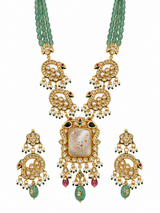 Kundan Beaded Long Necklace Earring Set