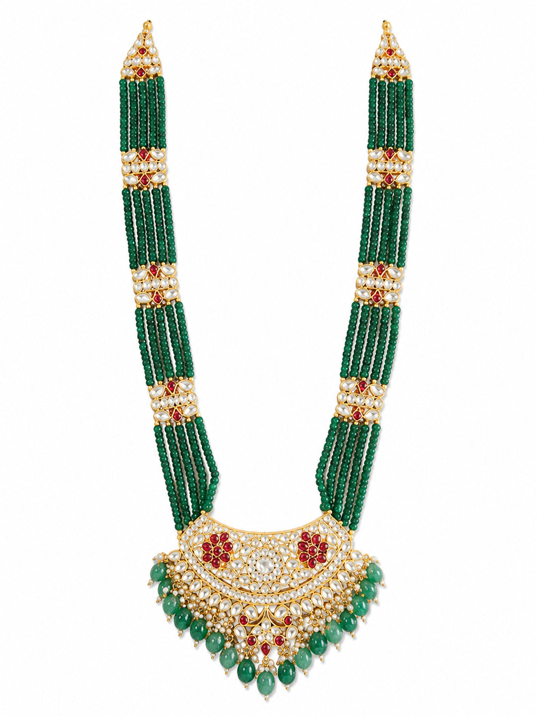 Emerald Beaded Kundan Statement Necklace
