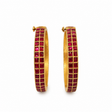 Ruby Square Stone Gold Statement Bangles 34