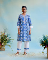 Dusty Rose Cotton Kurta with delicate lace detailing