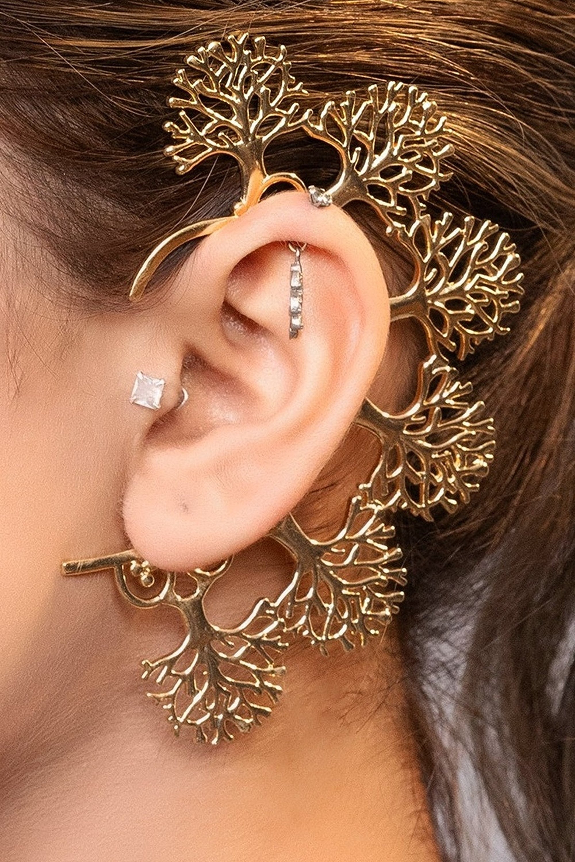 LE MUKUTA GOLD PLATED CUFF EARRINGS