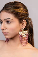 LE TAVISHI PINK PEARLS AND MOISSANITE STUDDED EARRINGS