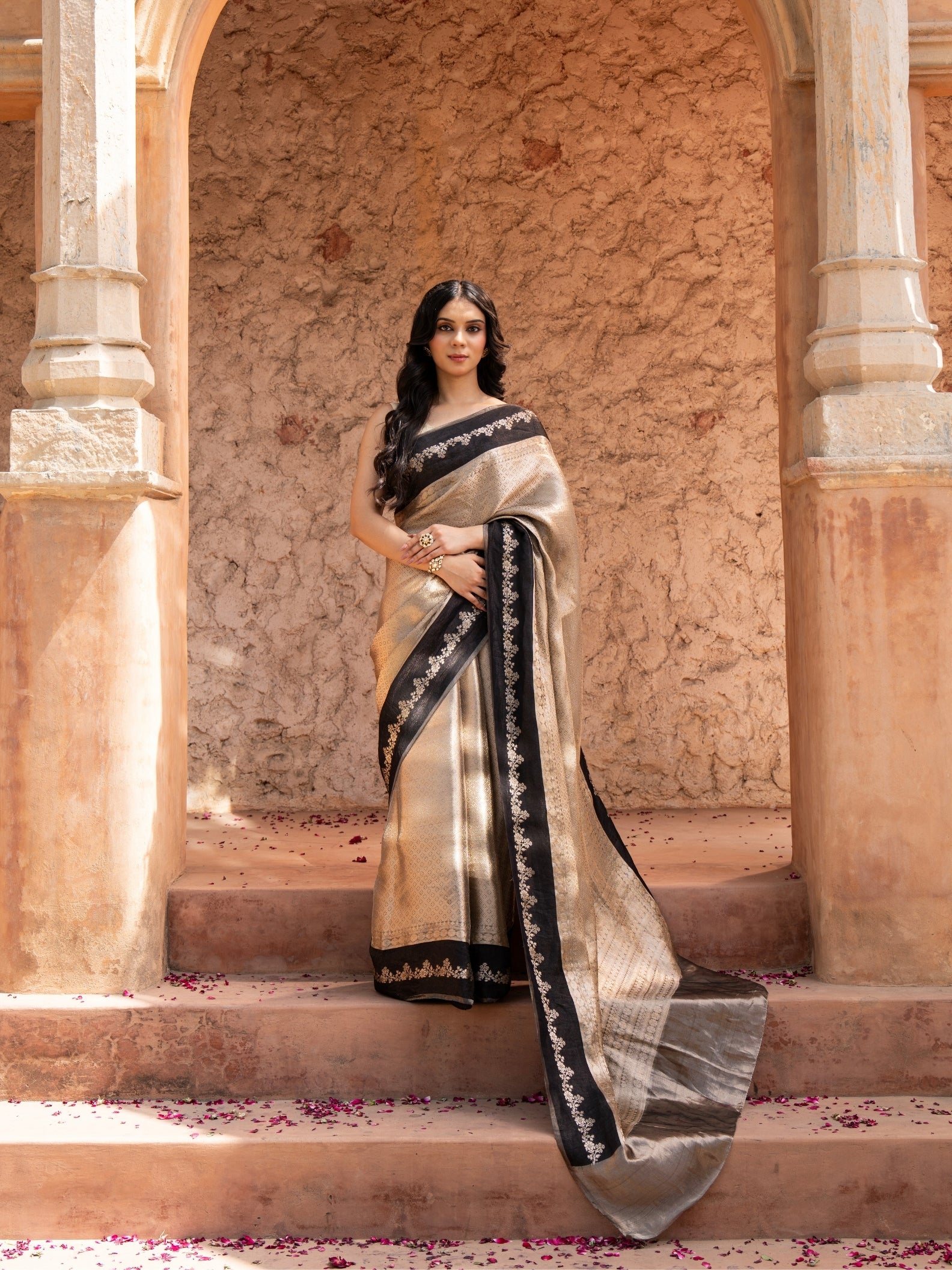 Black Pure Tissue Silk Banarasi Brocade Handloom Saree