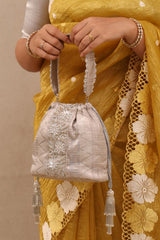 Hayat Organza Bucket Bag - Silver