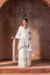 Ivory Pearl Embroidered Sharara Set