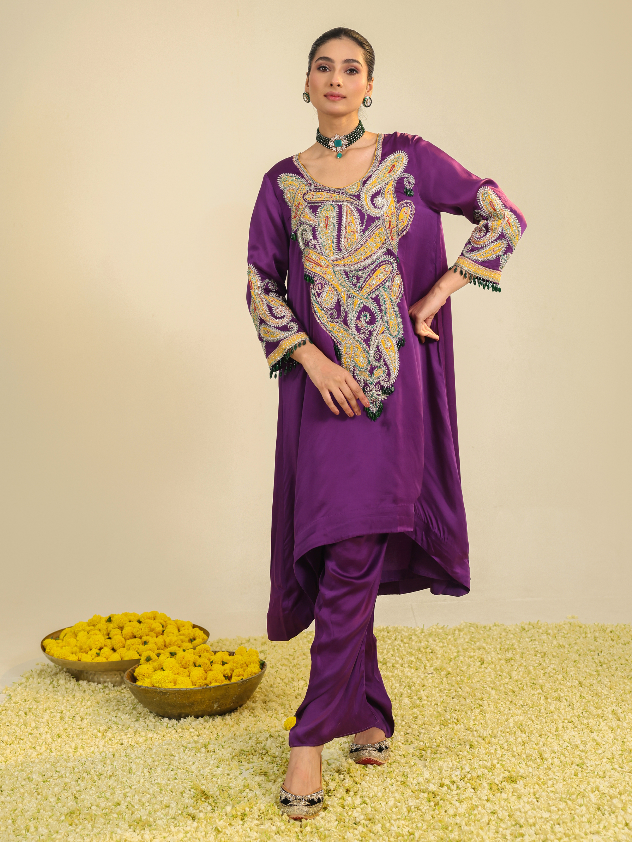 Purple Paisley Asar Kurta Set