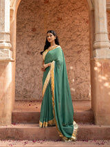 Sage Green Pure Georgette Handloom Gota Patti Saree