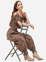 BROWN PRINTED AFGHANI BOTTOM