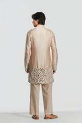 Kurta and jacket - Heavy chanderi , Pant-Cotton twill