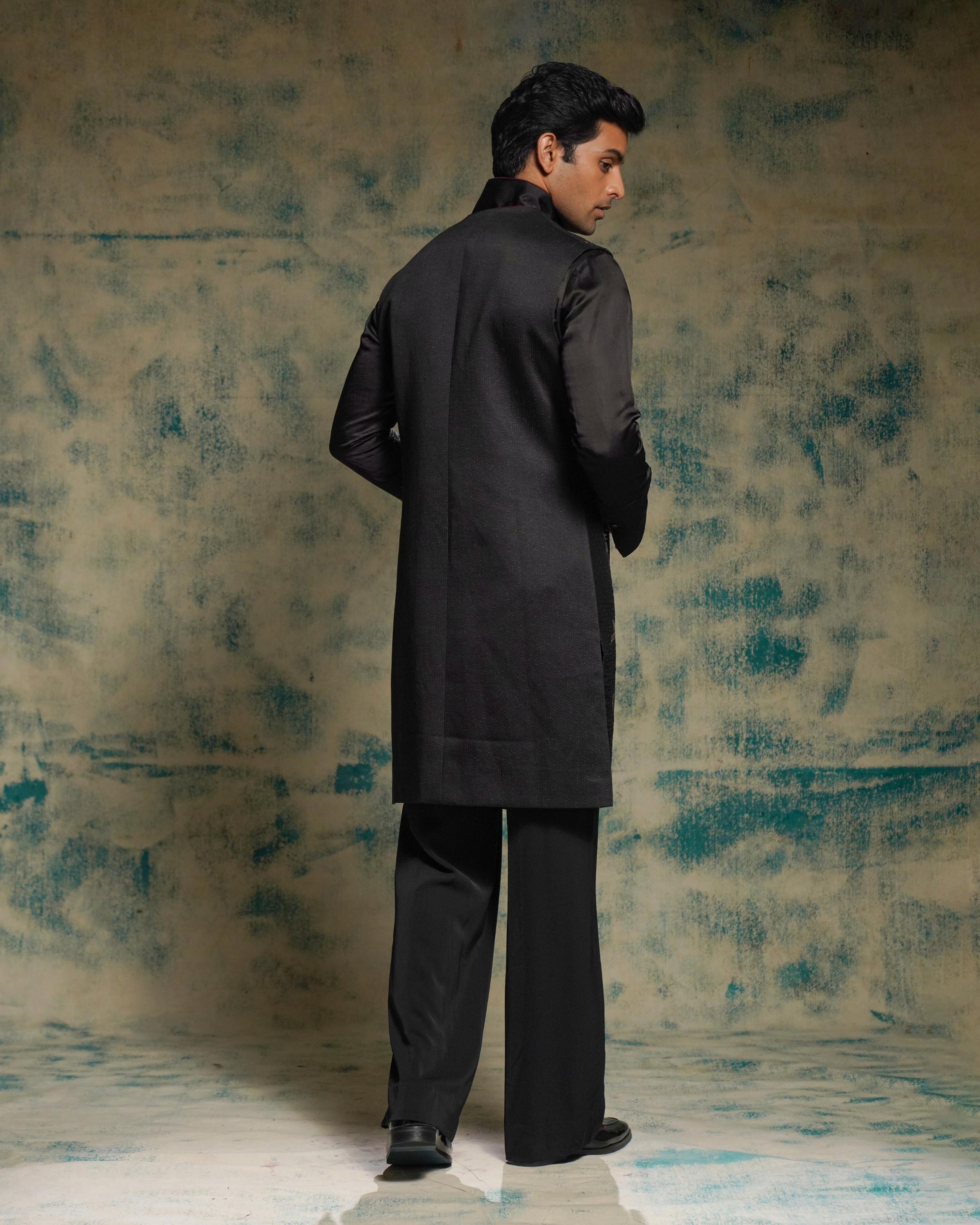 Black and Gold hand embriodered shrug set