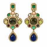Multicolour Semi-Precious Stone Statement Drop Earrings