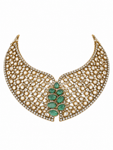 Sage Green Moissanite Polki Statement Necklace Set