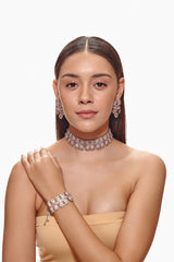 Rosegold and White Geometric Diamond Choker Set and Bracelet