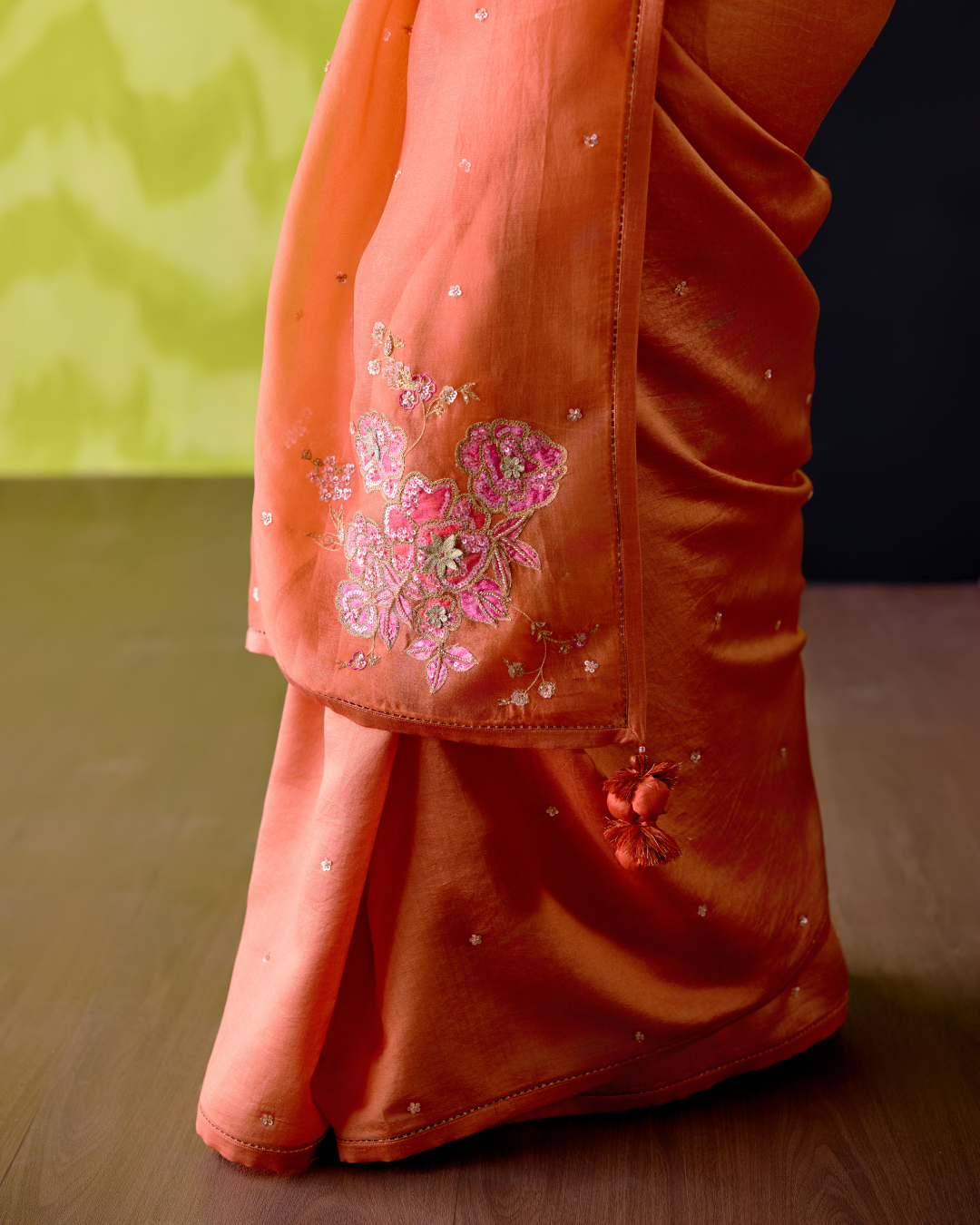 Rust Orange Saree with Blouse