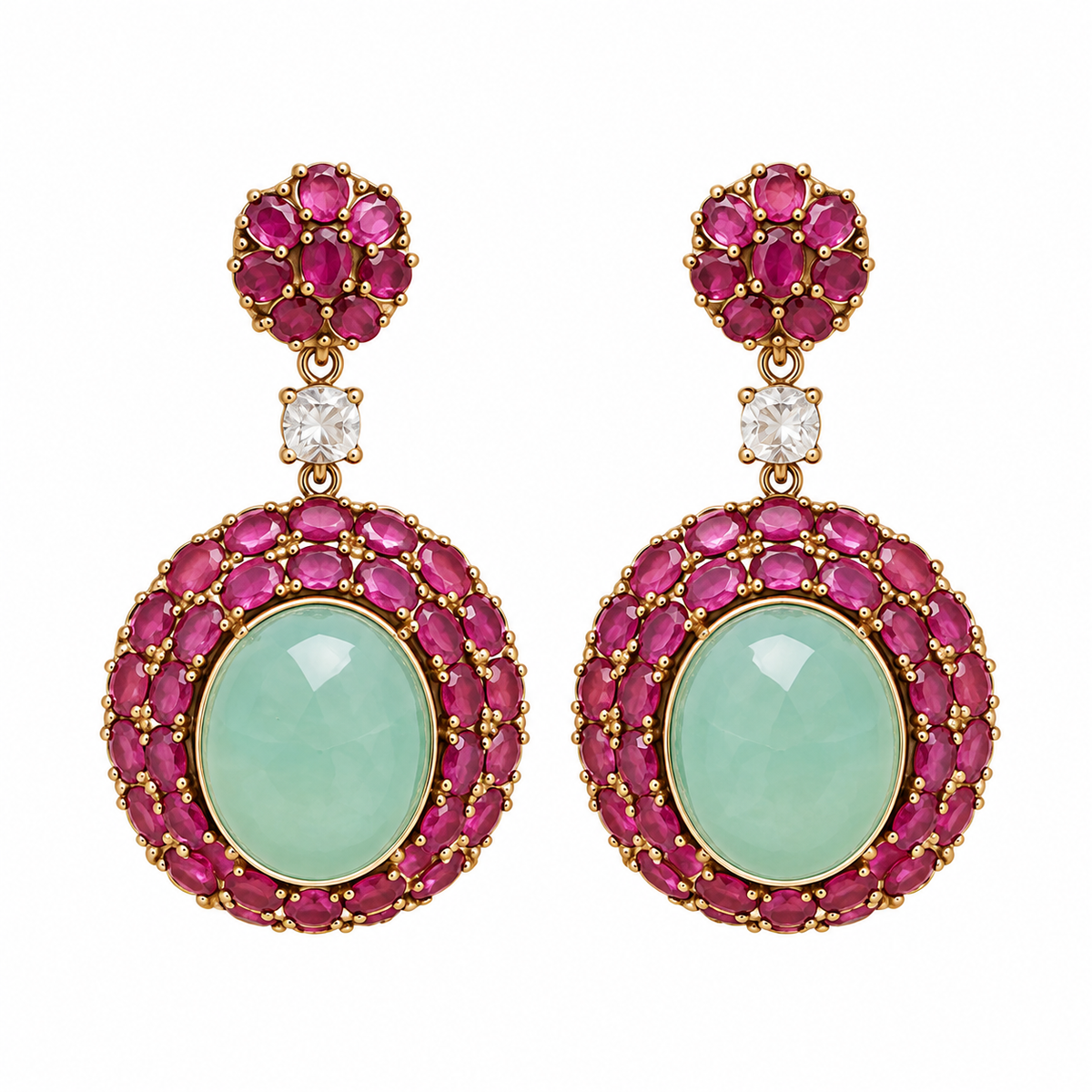 Ruby Stone Gold-Tone Drop Earrings 46