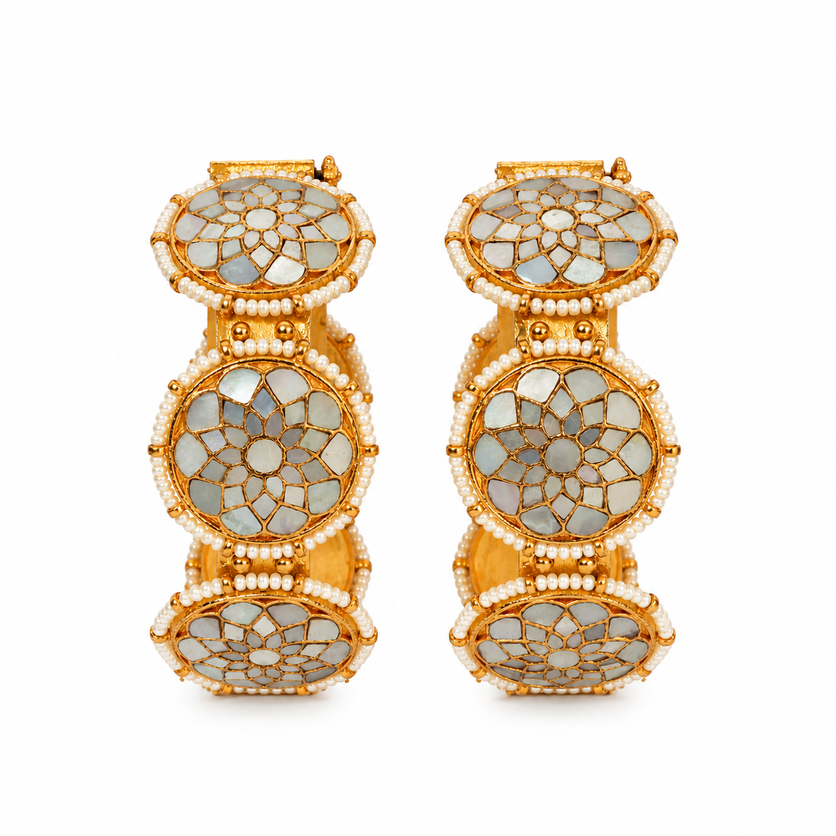 Pearl Kundan Floral Statement Bangles 30