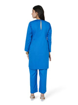 Blue Cotton Satin Kurta Set for Everyday Elegance