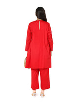 Crimson Red Everyday Kurta Set in Cotton Satin
