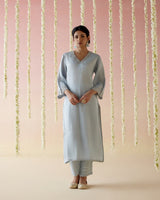 Sky Blossom Tissue Kurta with 
Narrow Pants & Dupatta - Set of 30