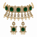 Emerald Green Moissanite Pearl Choker Set